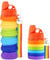 Newthinking Silicone Water Bottle for Kids, 500 ml Portable Collapsible Water Bottles, Leak Proof Silicone Drink Bottles with Lanyard Straps for Girls and Boys (Rainbow)