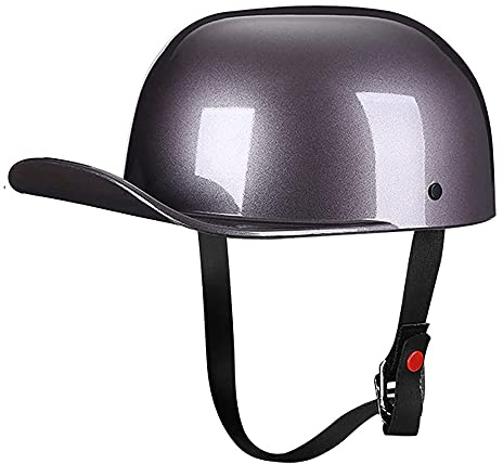 Woljay Woljay Jahrgang Jethelm Motorradhelm Retro Baseball Kappe Halbhelm Männer Frauen für Kreuzer Straße Roller Moped - DOT Certified (Silver,L)