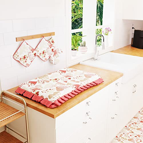 PETTI Artigiani Italiani - Presine, Presine Cucina, Set di Due Presine Cucina, 2pz Presine Cucina in Cotone Cuori Rosso 100% Made in Italy