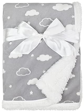 TL Care Heavenly Soft Chenille Sherpa Receiving Blanket (30 x 35), 3D Gray, Warm and Cozy for Boys and Girls, Ideal for Baby Carrier, Stroller, and Travel