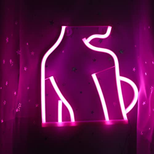 ENUOLI Lady Neon Sign Sexy Neon Sign USB/Battery Powered Girl Neon Sign Woman Neon Sign Wall Decor Neon Light Sign Led Neon Light Neon Wall Light for Home Party Birthday Christmas Decoration(Pink)