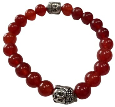 VIE Buddha-Armband, roter Karneol, Natur, Einheitsgröße
