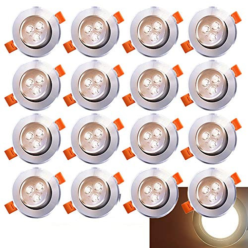Gimisgu 20er Set Schwenkbare LED Einbauleuchten - 3W 245 Lumen Warmweiß Einbaustrahler 230V Ø70-85 mm Lochbohrung - Spots für Badezimmer, Wohnzimmer, Büro