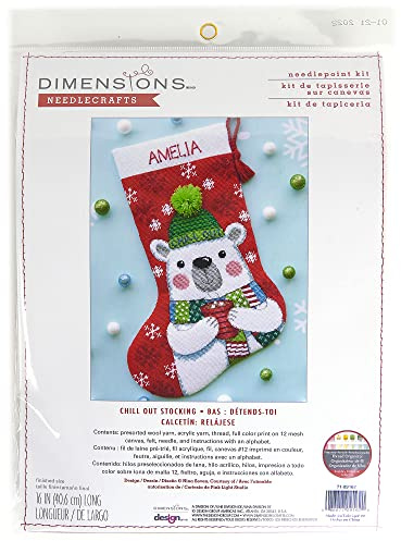 Dimensions Chill Out Personalizable Needlepoint Christmas Stocking Kit, 16 Long, Multicolor 7 Piece