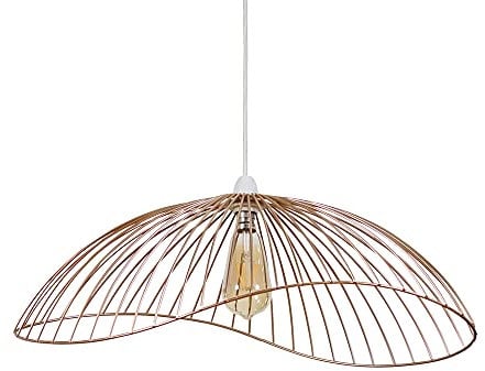 MiniSun | Wavy Wire Design Easy Fit Ceiling Pendant Light Shade in a Copper Metal Finish | Home Décor, Bedside & Desk Lamp | 310mm Shade Width