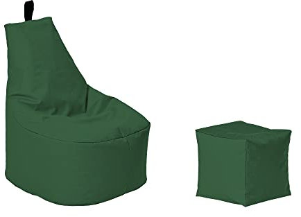 Momiralland Classic Sitzsack XL - XXL mit Hocker Sitzkissen BodenKissen Sessel In- & Outdoor geeignet Gaming Sitzsack für Erwachsene und Kinder… (Dunkelgrün, XXL - Durchmesser 78 cm)