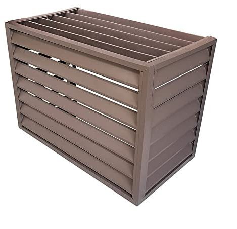 Abdeckung for Außenklimaanlage, wasserdichte Klimaanlage Staubschutz for Hause, Verkleidung aus Aluminium, Schutzgitter for Klimaanlagen und Wärmepumpen , Metall-Pflanzenständer ( Color : Brown A , Si