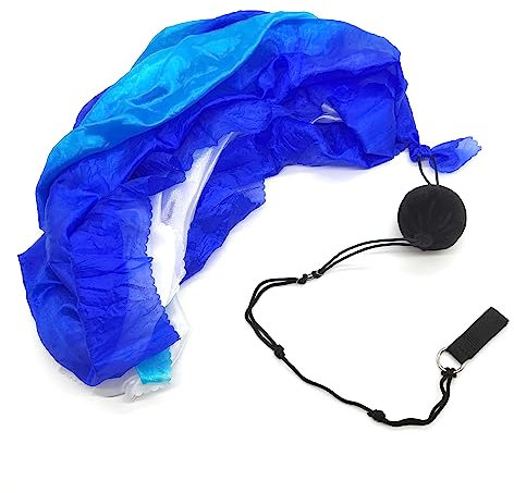 Hayaww Balls for Belly Dance - Poi Streamers Silk Veil with Ball Swing, Streamer Throwing Ball for Performance (White + Blue + Sea Blue)