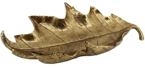 Deko Tablett, Schale in Blattform, aus Polyresin Dekoobjekt Blatt Gold L 52,5 cm