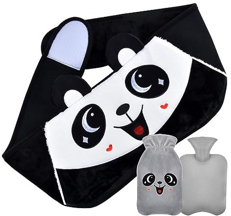 IDOMISMR Hot Water Bottles Water Filled Rubber Hot Water Bag 3 in 1 with a Panda Waist Belt and Bottle Cover | Body Warmer Best for Neck, Back, Shoulder and Legs