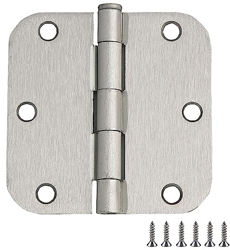 Design House 188441 Door Hinge in Satin Nickel, 3-1/2-Inch, 5/8-Inch Radius, 12-Pack, 12 Pack