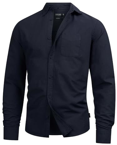 Indicode Herren Kepner Hemd mit Brust-Tasche aus Baumwolle | Herrenhemd für Männer Dark Navy, L