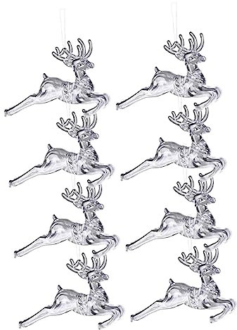 Abaodam STK Weihnachtsfliegender Hirschanhänger Weihnachten Hängende Acryl-Schneeflocke Christbaumschmuck Weihnachtsbaum Requisiten Hirsch Hängende Dekoration Statuen Füllstoff 3D Wagen