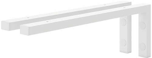 HOLZBRINK 2X Wandkonsole Weiß für Waschtisch, Design und stabil Waschtischhalterung oder Winkel für Wandregal, Waschbecken Unterbau Wandmontage für waschtischplatte, 450x150 mm
