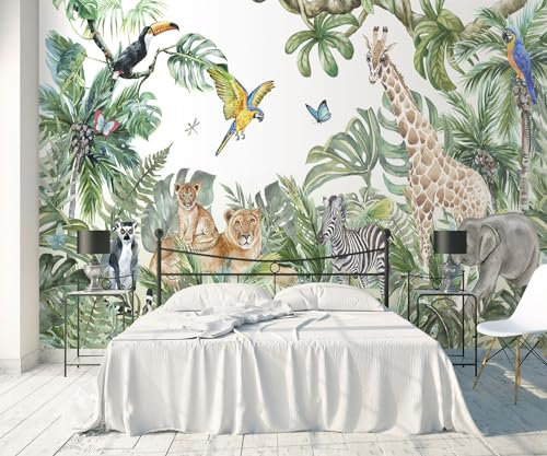 songqians Papier Peint 3D Peinture Murale 400x260cm Perroquet Animal De La Jungle Papier Peint Panoramique Tapisserie Murales Salon Chambre