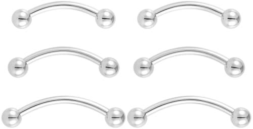 NewkeepsR Titan 3 Paare -1,6mm Gebogene Langhantel-Bananenstange, vertikale Labret-Piercing-Brückenringe, Nabelschmuck, 8mm/10mm/12mm