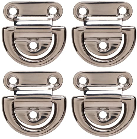 RiToEasysports Marine Grade Klapp Kissen Auge, Edelstahl 4 Sätze D Ringe Deck Klapp Pad Auge für Marine Anhänger Boot LKW