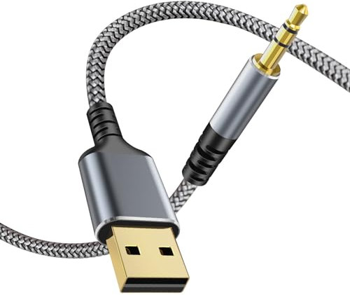 Oyiqar Cavo audio AUX da USB a 3,5 mm, cavo stereo TRS da USB maschio a AUX maschio, per PC, laptop, altoparlanti, cuffie, nota: registrazione e ricarica non sono supportati, e MP3, auto, porte USB TV