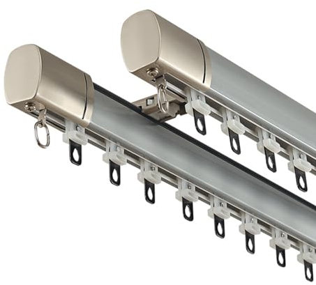MZQMK Gardinenstange Innenlauf 2-läufig,Deckenvorhangschiene, Industrial Vorhangstange Deckenmontage, Für Vorhangschiene Fenster Raumteiler Wohnmobil(Color:Top-Loading Blue,Size:5.5M/18FT)