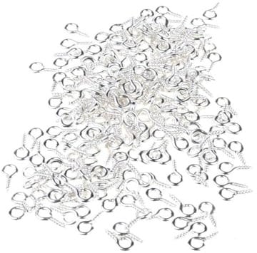 LEEINTO Practical 600 Pcs Jewelry Small Screw Eye Pins Screws Silver Clasps Hooks for Epoxy Resin Art Craft Keychains Necklace Display Bust