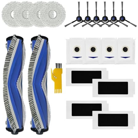 Laimaiou Kit d'accessoires pour ECOVACS DEEBOT T30 Pro Omni T30 Omni Robot Aspirateur Pièces de rechange 20 Packs 2 Brosses principales, 4 Filtres, 6 Brosses latérales, 4 Balais à franges, 4 Sacs