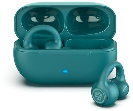 JLab Flex Cuffie Open Ear - Auricolari Wireless, Design con Clip, 21H di Autonomia, Auricolari Open-Ear con Bluetooth Multipoint, Microfono MEMS, Personalizzazione con App, Verde Acqua