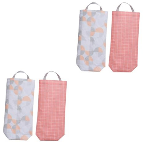 Alipis 4pcs Elegant Oxford Cloth Trash Bags Portable Hanging Pouch Storage Bag Recycling Bin Holder Biodegradable Rubbish Random Style