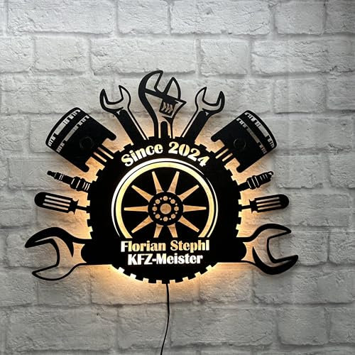 Geschenk für KFZ Meister Werkstattmitarbeiter Wanddeko Autowerkstatt Mechaniker Geburtstag Jubiläum Automechaniker