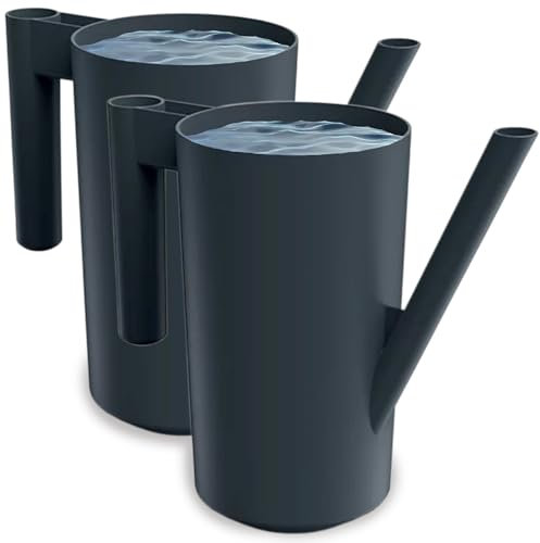 PECZEKO Gießkanne 2,0 Liter für Haus & Garten - aus robustem Kunststoff - giesskanne zur einfachen Bewässerung von Blumen, Pflanzen und zimmerpflanzen 2er-Set (2 Pack) Anthrazit