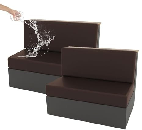 LHTCCSHL Housses de Coussin de Dinette de Camping Car RV en Faux Cuir, Imperméable Housses de Coussin de Canapé de Remplacement avec Housse de Dossier(Coffee,2 Set)