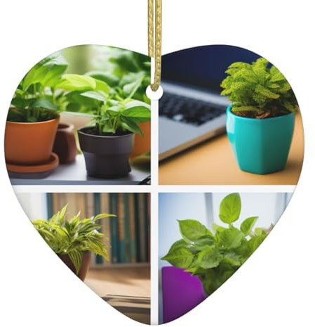 Frische Sukkulenten Weihnachten Herz geformt Keramik Ornament Porzellan Andenken für Xmax Tree Hanging Decor