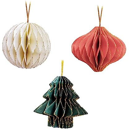 VINTORKY 3stücke Teiliges Papierball-Ornamente Für Weihnachtsbaum Faltbare Dekorative Hängedekorationen Soliden Farben Für Festliche Anlässe Und Partys