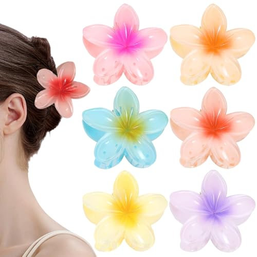 Flycppo 6 Pezzi Pinze per Capelli Fiori Clip Artiglio,Clip di Fiore Carino,Mollette Capelli Donna Grande,Elegante Antiscivolo Plastica Accessori Capelli per Ragazze e Donna(6 Colori)