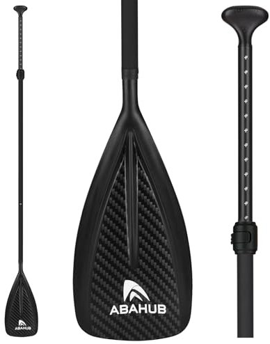 Abahub SUP Paddel 3teilig Stand Up Teleskoppaddel 173-213cm Aluminium mit PU Beschichtung für SUP Board Surfboard Bootfahren Kanusport, Kunststoff-Nylonblatt 3k Carbonmuster der Paddelblatt