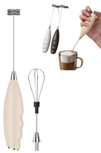 Montalatte portatile, alimentato a batteria, frusta elettrica con 2 fruste in acciaio inox, regolabile, strumento per miscelare bevande per caffè, latte, cioccolata calda, uova