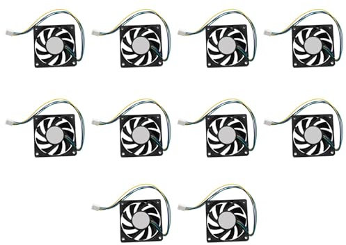 Lioggyet 10 pièces 70 x 70 x 15 mm 12 V 4 PWM Ventilateur de refroidissement pour ordinateur PC CPU Ventilateur noir