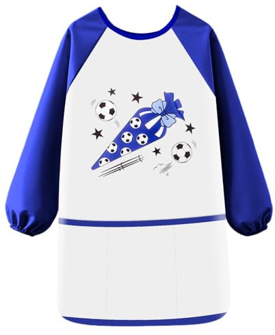 Tutukyle Malschürze Kinder, Malkittel schule 1. klasse, Malerkittel Bastelschürze 6-12 Jahre Langarm mit Klettverschluss, 3 Taschen Malerkittel, Langen Ärmeln, Wasserdicht