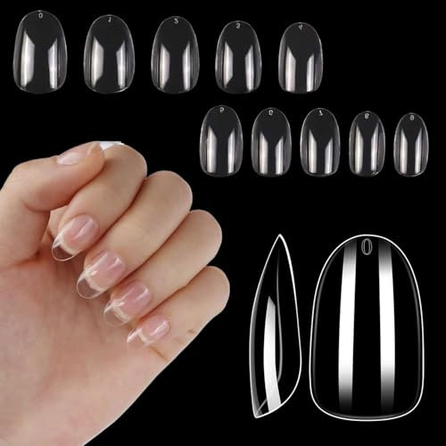 600 PCS Fake Nail Tips, Short Oval Acrylic Press-On Nails for Nail Art, Full Set of Nail Tips for Manicure