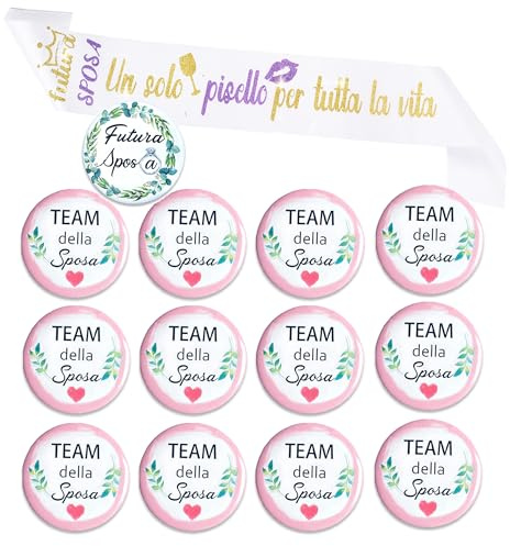 MKISHINE 14-teiliges Set für Junggesellinnenabschied mit glänzendem Brautband + Brosche für Braut + 12 Team-Brosche – lustige Accessoires für Junggesellinnenabschied (Braut)