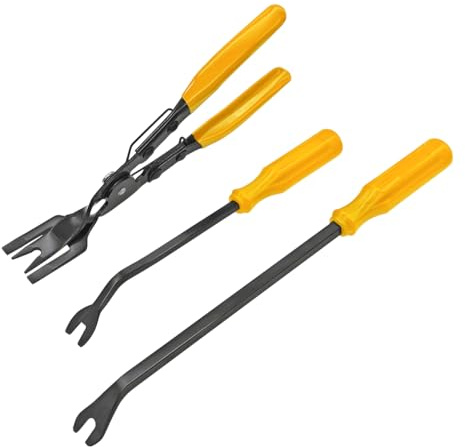 JNNJ 3 Pinces à Dégrafer Garniture Voiture pour Clips et Rivets, Jaune | Poignée Ergonomique, Levier À Ressort, Accès Aux Espaces Étroits, Retrait Sans Dommage, Outils De Réparation Automobile