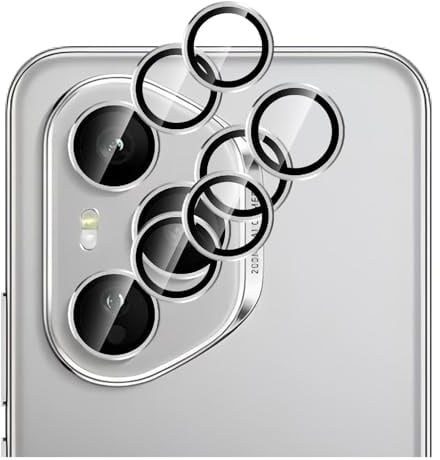GIOPUEY 2 Stück Kameraschutz Kompatibel mit Honor 400 Pro, [Kompletter Schutz][Doppelter Schutz] Metall Ring + Schutzglas, Kameraschutz - Silver