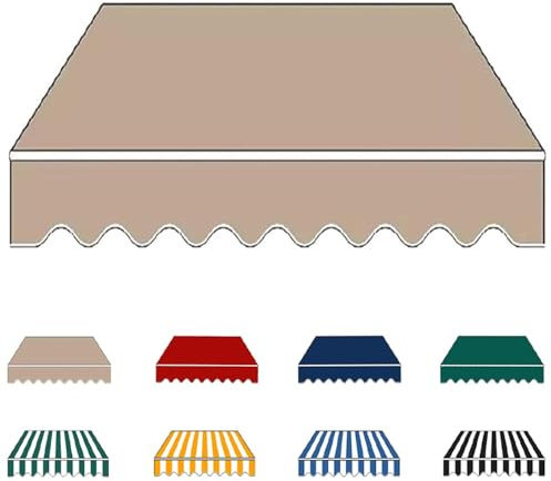 YCBTPS Lona De Repuesto para Toldo Exterior 3.0x2m, Tela De Repuesto para Toldo, Lona Recambio Jardín Patio Terraza Balcón(Khaki,2x1.5m(6.5x5ft))