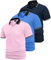 SwissWell 3 Pièces Polo Homme Manches Courtes Golf Anti Transpiration Polos de Sport Homme Respirant Eté Tshirt, Rose+Marine+Bleu Saphir L