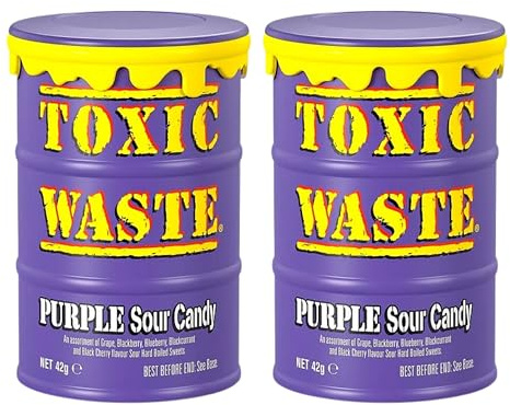 Toxic Waste Purple- Caramelos Super Acidos, varios sabores - 2 x 42g - Pack Laborawi