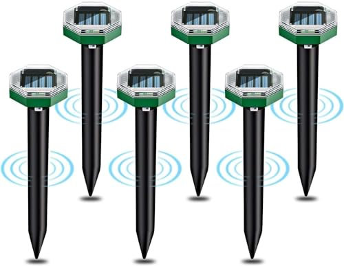 Solar Maulwurfabwehr 6 stück, IP65 wasserdichter Maulwurf Vertreiber für den Außenbereich zur Abwehr von Maulwürfen und Erdhörnchen in Rasenflächen