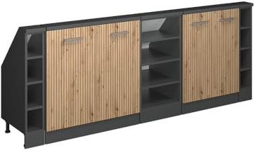 Vicco Dachschrägenschrank-Set Rion, Artisan-Eiche/Anthrazit | B210 x T46 cm, 5er Set, platzsparend für Dachschrägen