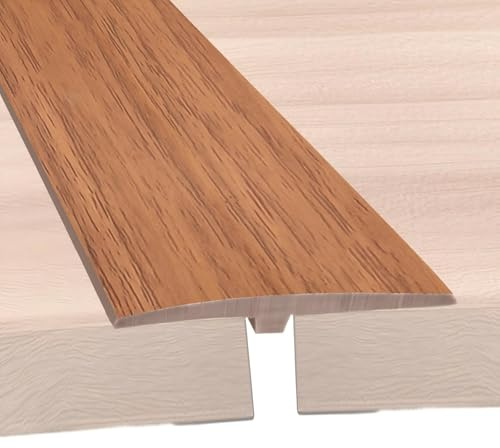Übergangsprofil Selbstklebend 5cm x 3m - T Profil Übergangsleiste Selbstklebender Türschwellen Leiste PVC Flache Spaltabdeckung, Übergangsleiste Bodenleiste Fußböden Abdeckleisten (Eiche Farbe)