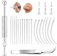 CASSIECA 20Pcs Kit Piercing Acciaio Chirurgico Piercing a Cono Kit Ago Piercings per Orecchio Naso Ombelico Lingua Labbra Accessori Piercer Pinza Piercings Strumenti Inserimento Gioielli 14/16/18/20G