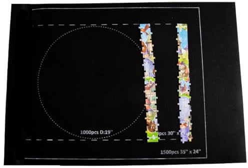 VELATEMOR Puzzle-Aufbewahrungsmatte, wasserdichte Rollbare Filz-Puzzleunterlage für 1500/2000/3000, Reisedecke (Black)