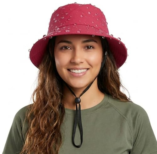HIQIU Regenhut Damen Faltbarer Wasserdicht Fischerhut Herren Anglerhut | Breite Krempe Sommerhut Outdoor Wander Sonnenhut